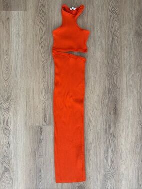 orange zara silk dress ZARA NEW WOMAN ASYMMETRIC SATIN MIDI DRESS DRAPED WAIST ORANGE XS-L  2880/313/615